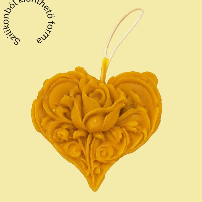 Rózsa szívben akasztós dísz szilikon öntőforma – Profiszilikon