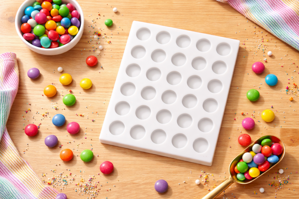 Cukor pasztilla szilikon öntőforma – egyedi édesség forma készítés