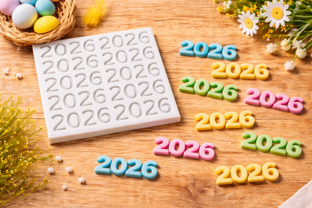 Húsvéti dísz szilikon öntőforma – 2026 szám dekoráció készítéshez