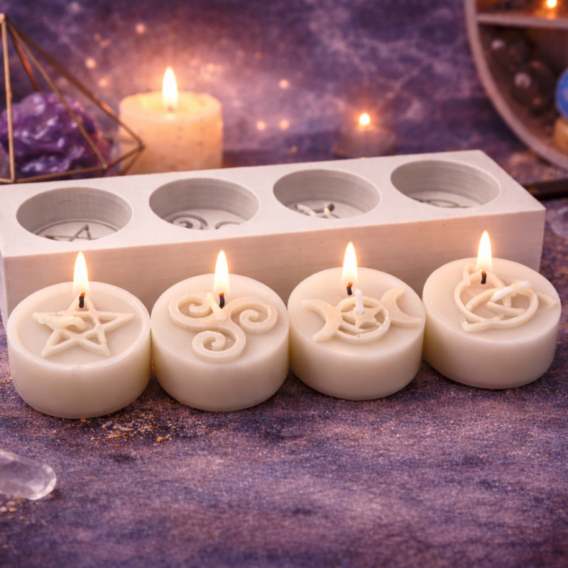 spirituális mécses szilikon öntőforma szimbólumokkal gyertyakészítéshez